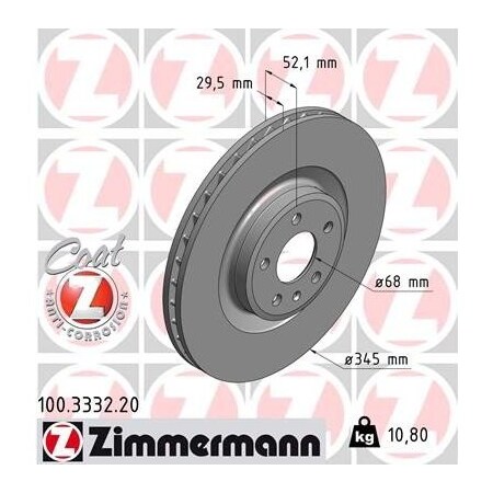 Zimmermann Front Brake Rotor, 100333220 100333220